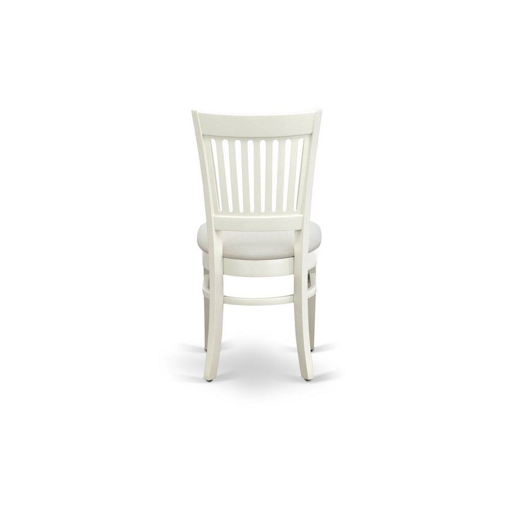 EAST WEST FURNITURE - AVVA7-LWH-W - 7-Piece Kitchen Table Set- 6 Modern Dining Chairs with Wooden Seat and Slatted Chair Back - Removable leaf Kitchen Dining Table - linen white Finish