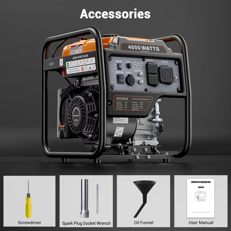 4000W Portable Inverter Generator, Low Noise Technology
