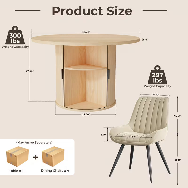 5pcs 47.24" Round Modern Dining Set