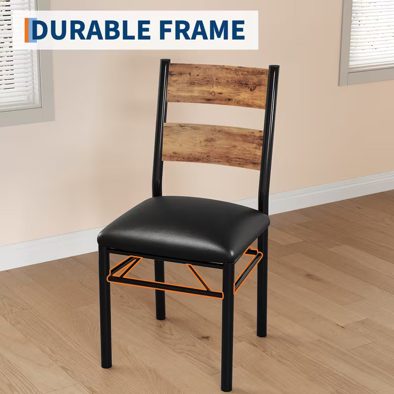 Black and Brown Farmhouse Dining Set for 4