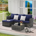 2 Pieces Patio Furniture Set, Outdoor Woven Sectional L-Shaped Patio Furniture