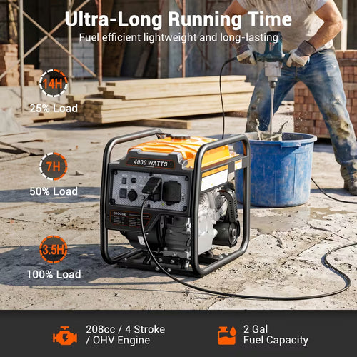 4000W Portable Inverter Generator, Low Noise Technology