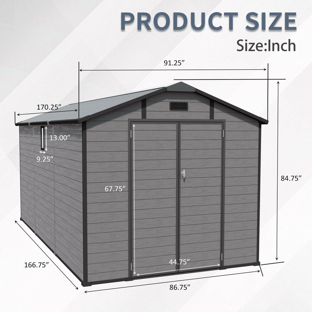 8x14 FT Plastic Outdoor Storage Shed