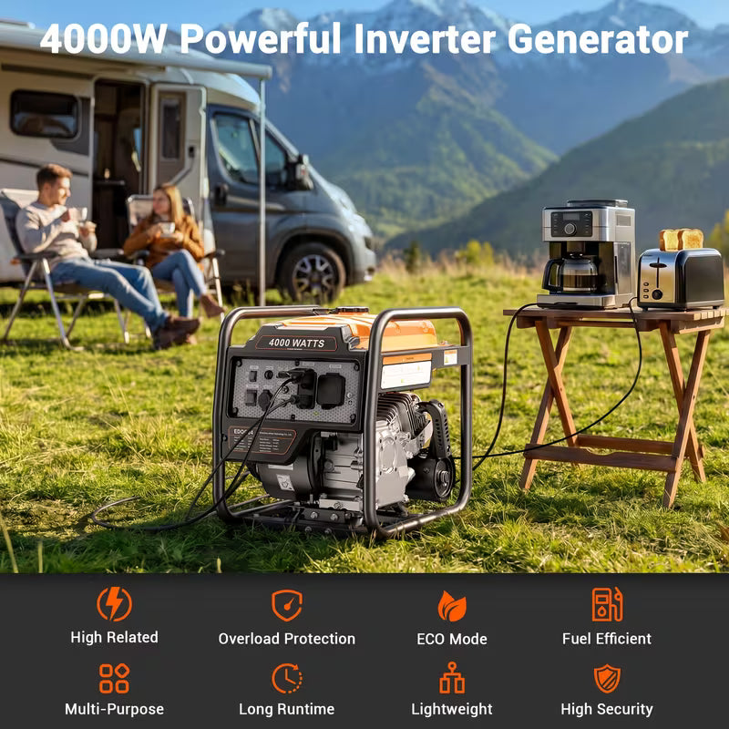 4000W Portable Inverter Generator, Low Noise Technology