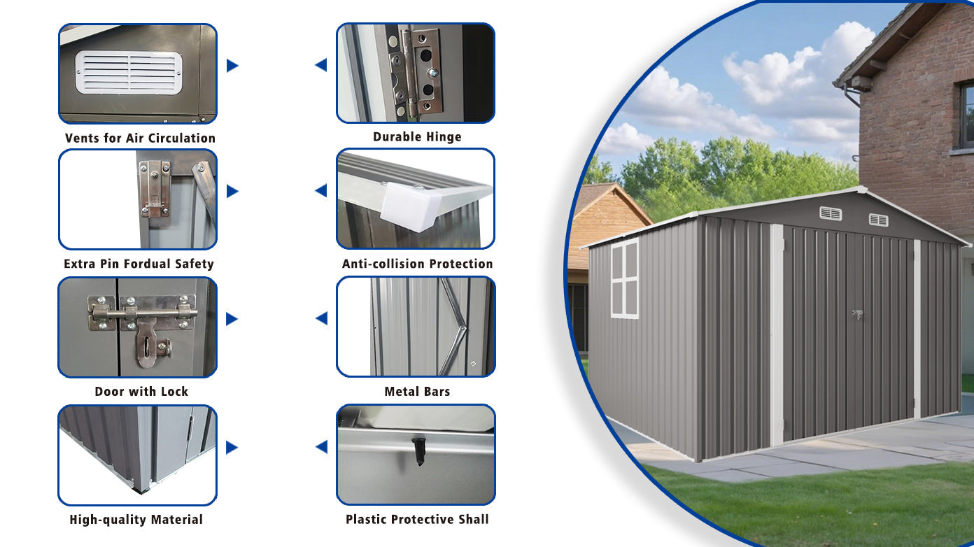 10 x 8 FT Outdoor Metal Storage Shed