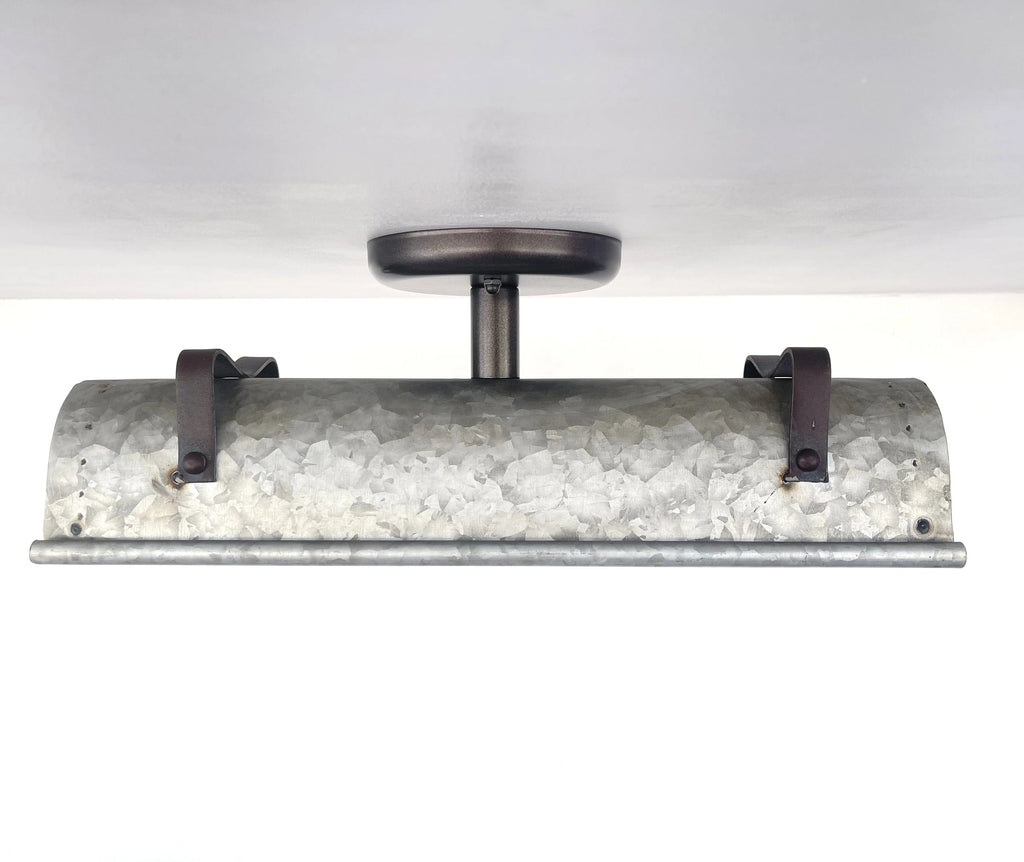 Galvanized Metal Farmhouse Ceiling Light | 17" Flush Mount