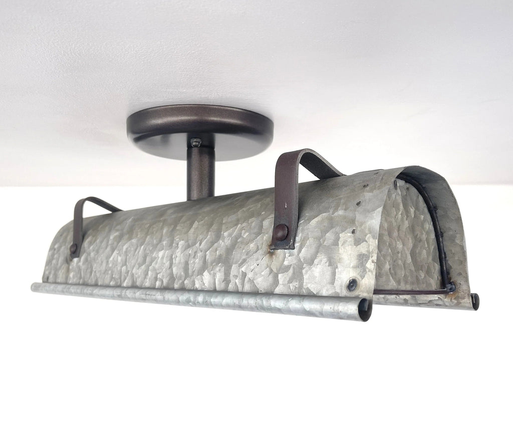 Galvanized Metal Farmhouse Ceiling Light | 17" Flush Mount