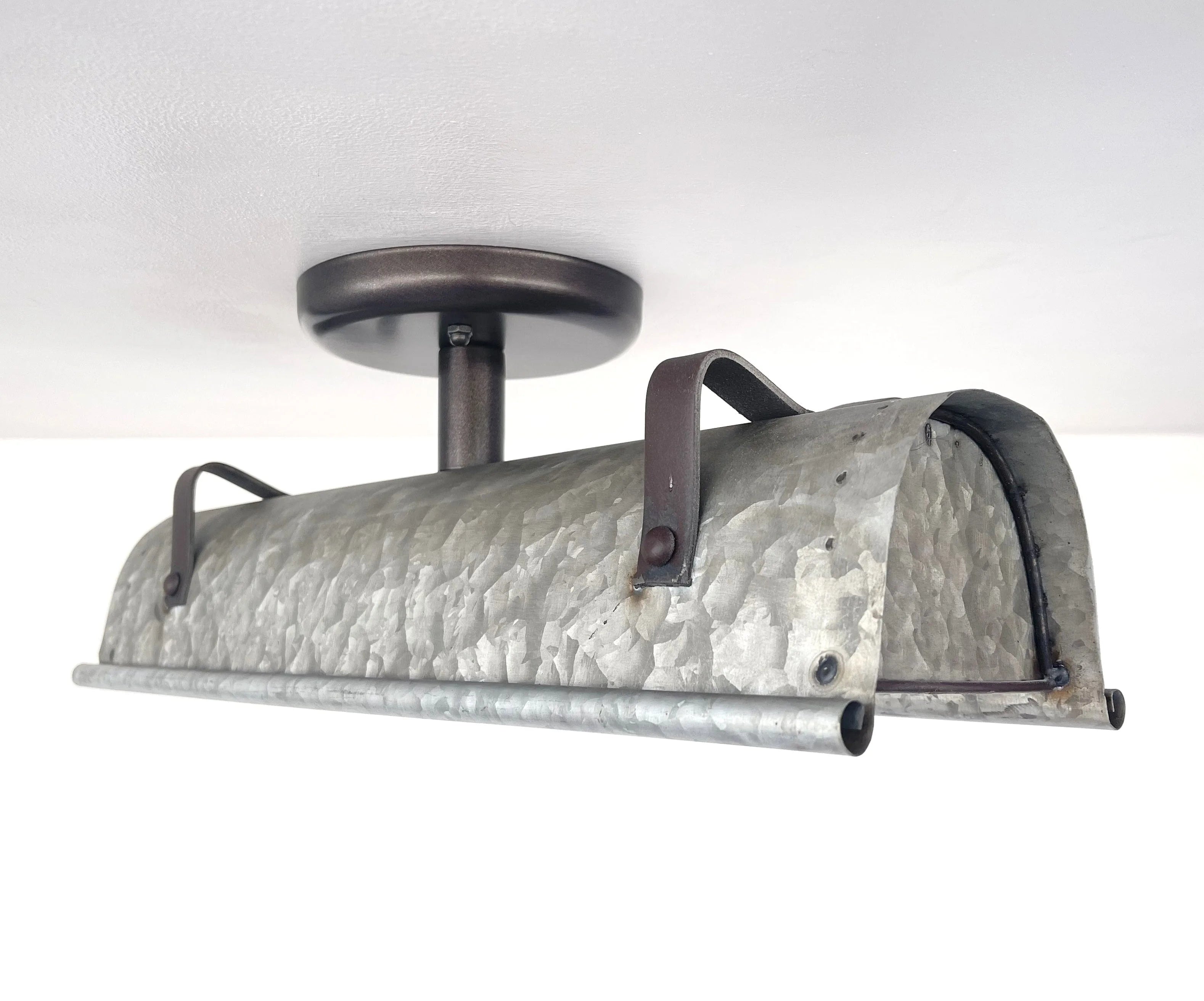Galvanized Metal Farmhouse Ceiling Light | 17" Flush Mount