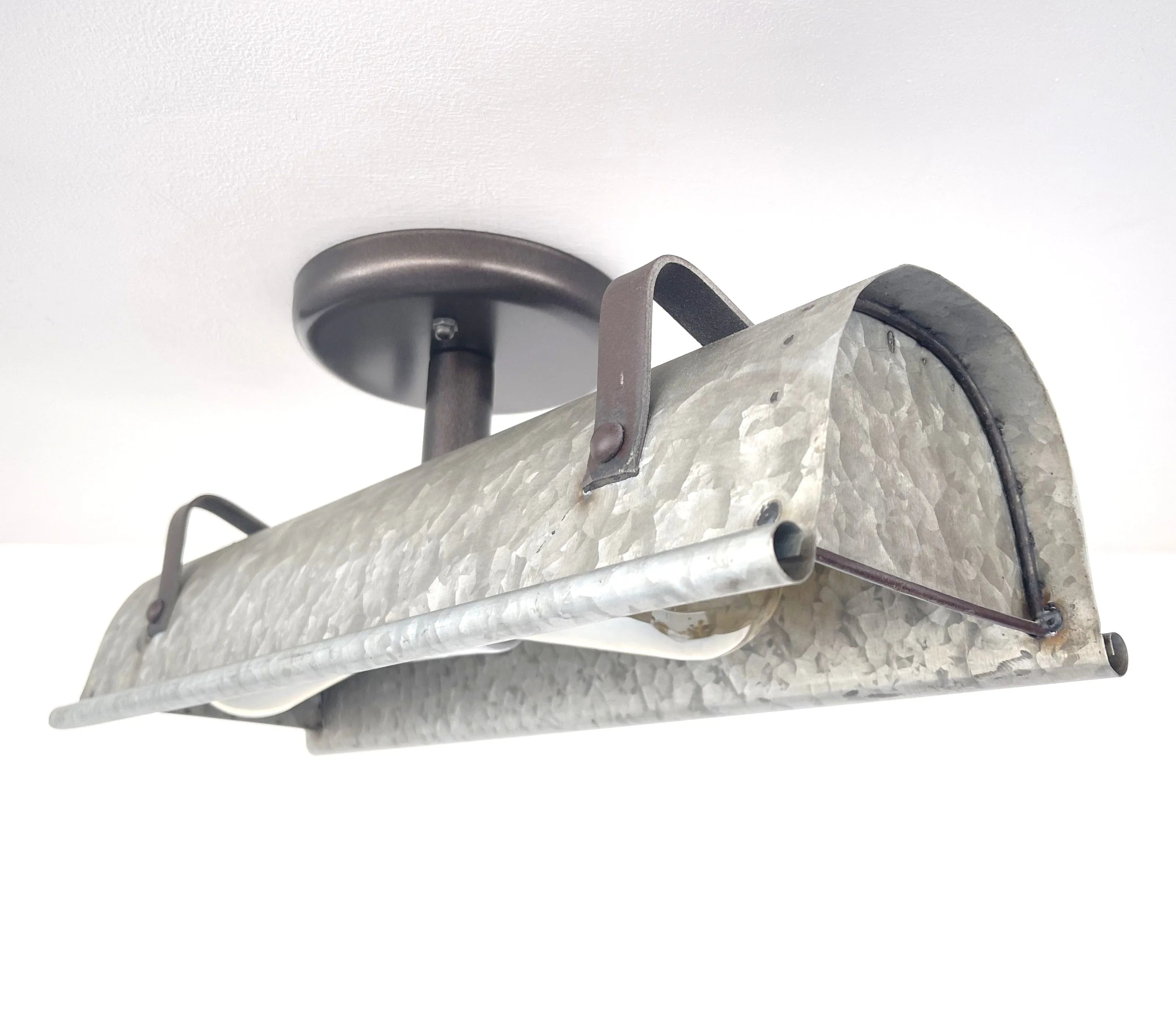 Galvanized Metal Farmhouse Ceiling Light | 17" Flush Mount