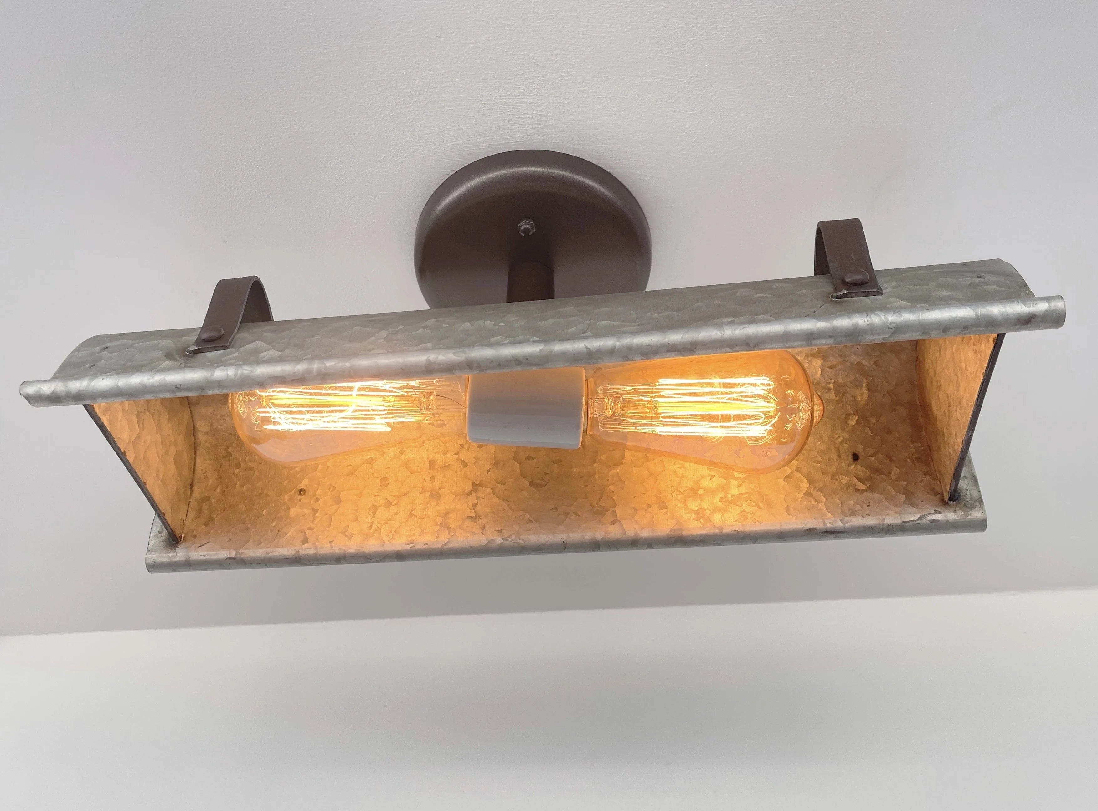 Galvanized Metal Farmhouse Ceiling Light | 17" Flush Mount